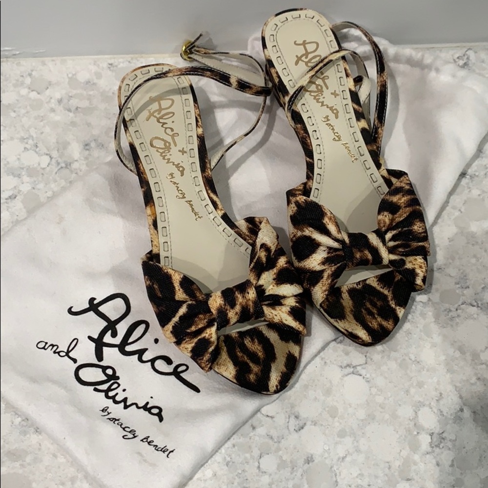 Alice + Olivia Leopard Sandals with ankle strap